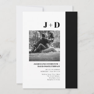 Modern Minimalist Photo Black And White Wedding Invitation