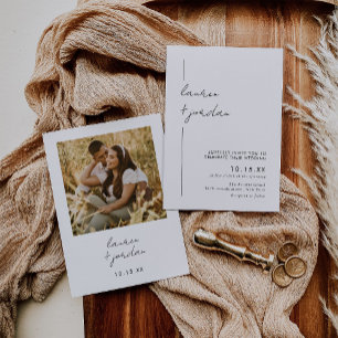 Modern Minimalist Photo Boho Wedding Invitation