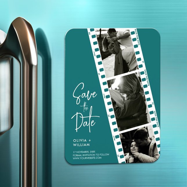 Modern minimalist photo booth strip save the date magnet (Creator Uploaded)