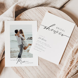 Modern Minimalist Photo Bridal Shower Invitation