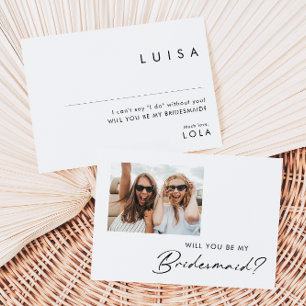Modern Minimalist Photo Bridesmaid Proposal Card