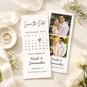Modern Minimalist Photo Calendar Wedding Simple Save The Date