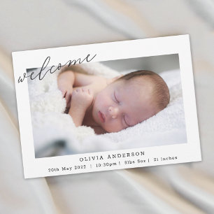 Modern Minimalist Photo Collage Birth Announcement