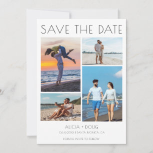 Modern Minimalist Photo Collage Wedding Save The Date