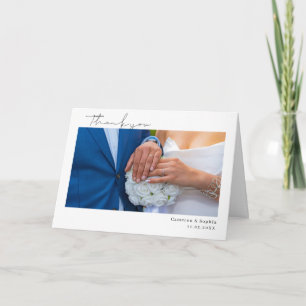Modern Minimalist Photo Collage Wedding Thank You Card