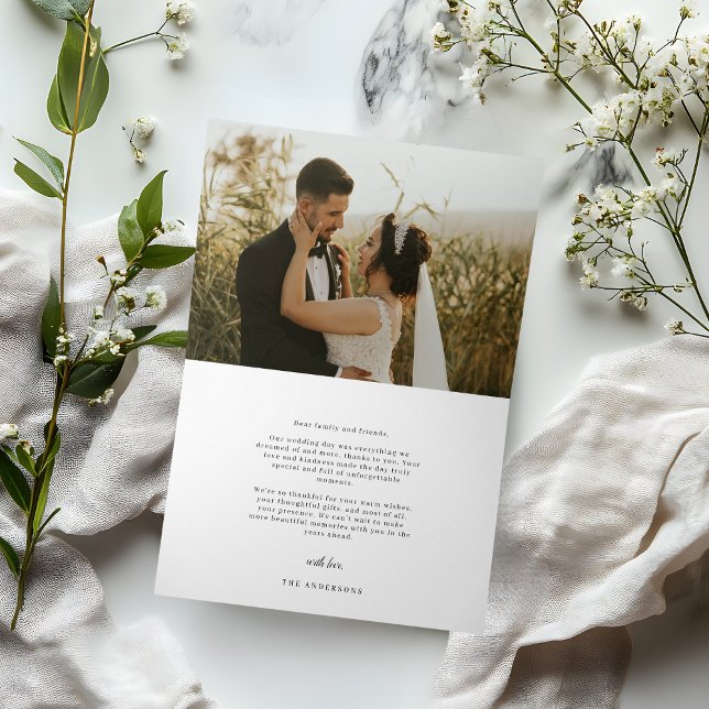 Modern Minimalist   Photo Collage Wedding  Thank You Card (Creator Uploaded)