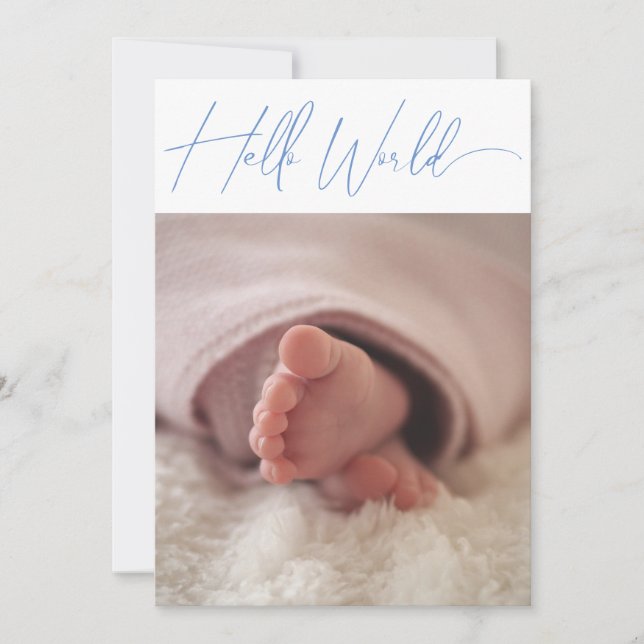 Modern Minimalist Photo Customise Colour Baby  Announcement (Front)