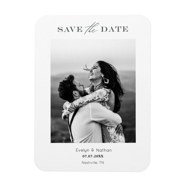 Modern Minimalist Photo Design Save The Date Magnet (Vertical)
