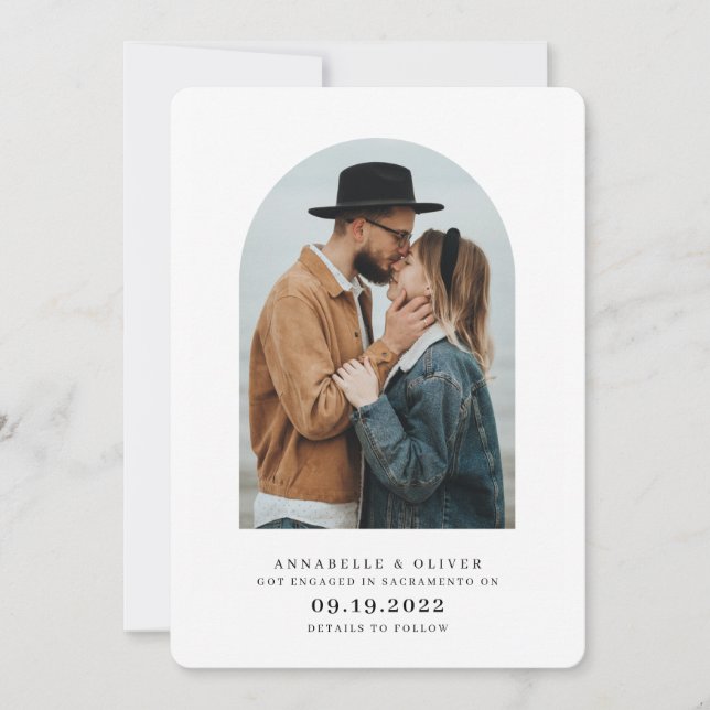 Modern Minimalist Photo Engagement  Announcement (Front)