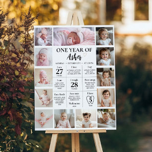 Modern Minimalist Photo First Year Milestone Sign