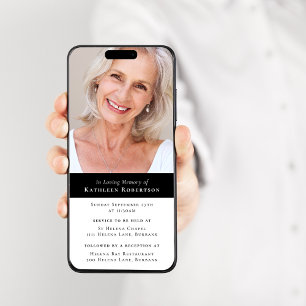 Modern Minimalist Photo Funeral Evite Invitation