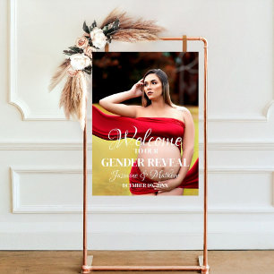Modern Minimalist Photo Gender Reveal Welcome sign