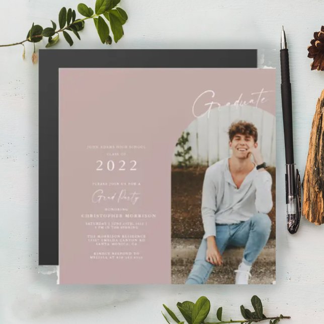 Modern Minimalist Photo Grad Invitation Magnet (Creator Uploaded)