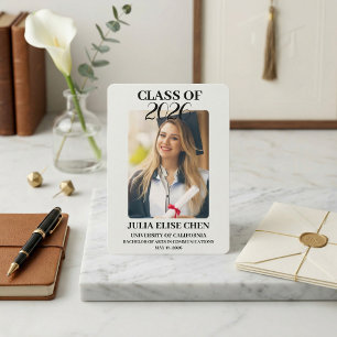 Modern Minimalist Photo Graduation Black Script  Announcement