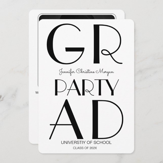 Modern Minimalist Photo Graduation Invitation (Front/Back)