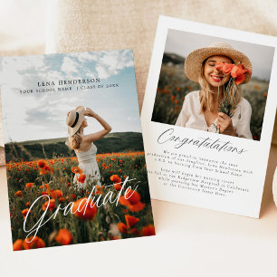 Modern Minimalist Photo Graduation Note Invitation