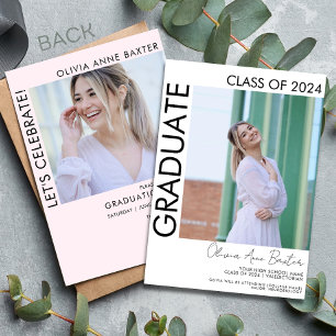 Modern Minimalist Photo Graduation Party Invitat Invitation