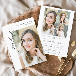 Modern Minimalist Photo Graduation Party Invitation
