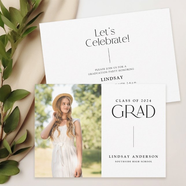 Modern Minimalist Photo Graduation Party Invitation (Creator Uploaded)