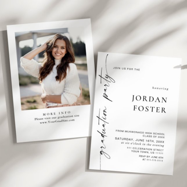 Modern Minimalist PHOTO Graduation Party Invitation (Creator Uploaded)