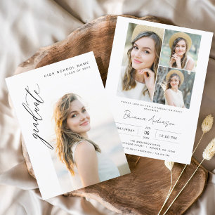 Modern Minimalist Photo Graduation Party Invitation
