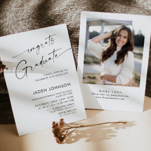 Modern Minimalist PHOTO Graduation Party Invitation