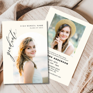 Modern Minimalist Photo Graduation Party Invitation