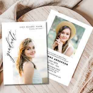 Modern Minimalist Photo Graduation Party Invitation
