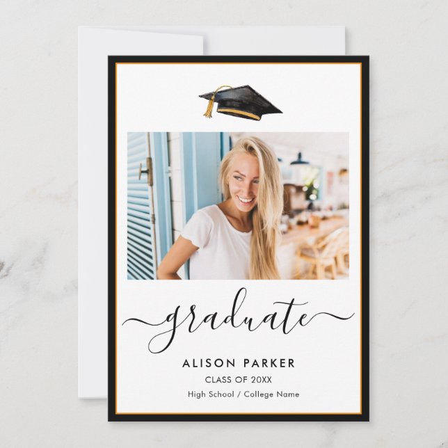 Modern Minimalist photo Graduation party  Invitation (Front)