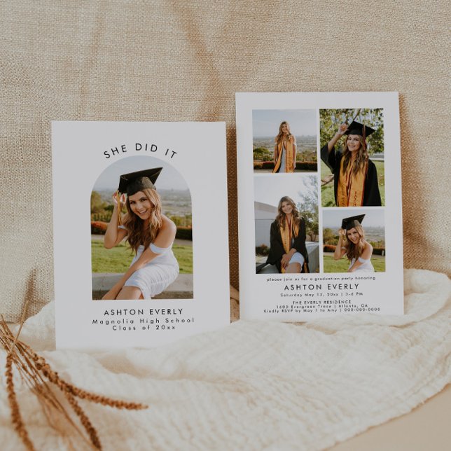 Modern Minimalist Photo Graduation Party Invite (Creator Uploaded)