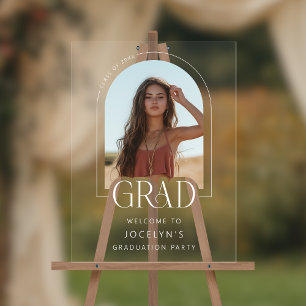 Modern Minimalist Photo Graduation Party Welcome Acrylic Sign