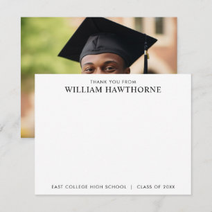Modern Minimalist Photo Graduation Thank You Card