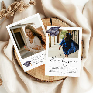 Modern Minimalist Photo Graduation Thank you card