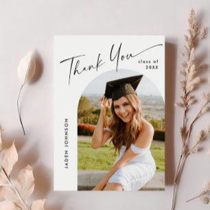 Modern Minimalist PHOTO Graduation Thank You Postcard