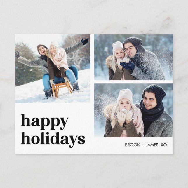 Modern Minimalist Photo Happy Holidays Christmas Postcard (Front)