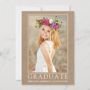 Modern Minimalist Photo Kraft Graduation Announcement