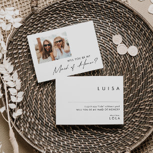 Modern Minimalist Photo Maid of Honour Proposal Invitation
