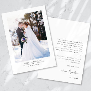 Modern Minimalist Photo Merry & Married Holiday Card