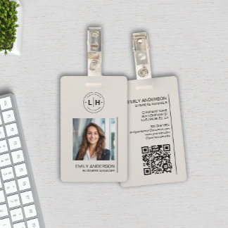 Modern Minimalist Photo Name Logo  ID Badge