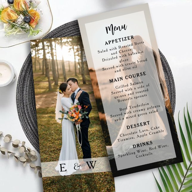 Modern & Minimalist Photo Overlay Wedding Menu (Modern & Minimalist Photo Overlay Wedding Menu)