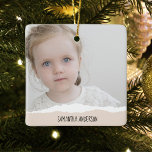 Modern Minimalist Photo & Perosnalized Text Pink Ceramic Ornament<br><div class="desc">Modern Minimalist Photo & Perosnalized Text Pink</div>