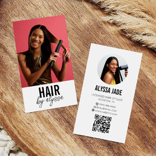 Modern Minimalist Photo Picture QR Code Custom Business Card