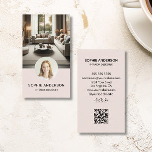Modern Minimalist Photo Professional Blush Pink Business Card