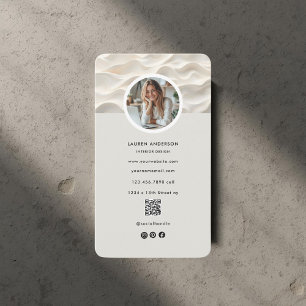 Modern Minimalist Photo & QR Code  Business Card