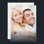 Modern Minimalist Photo QR Code Details Wedding Save The Date<br><div class="desc">This simple and elegant black and white wedding save the date card features your personal photo on the front,  with a mix of modern handwritten script and serif text. There is room for additional information on the back,  including your wedding website and the QR code.</div>