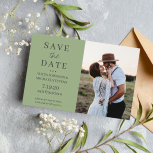 Modern minimalist photo sage wedding save date print