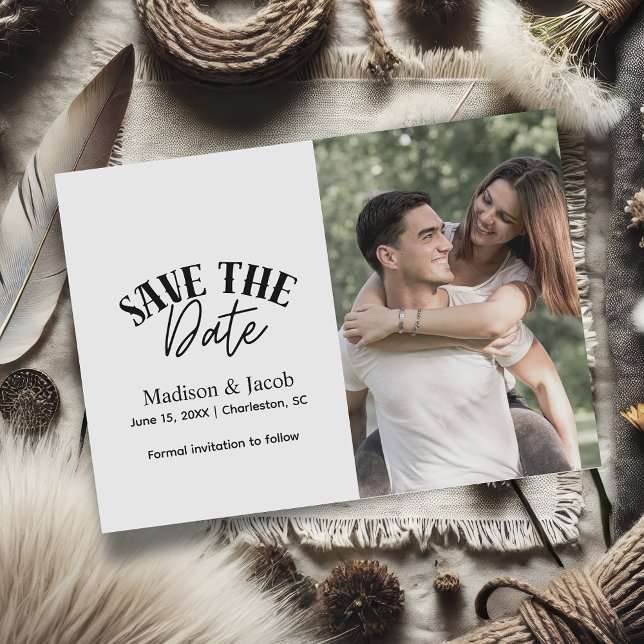Modern Minimalist Photo Save the Date Card (Creator Uploaded)
