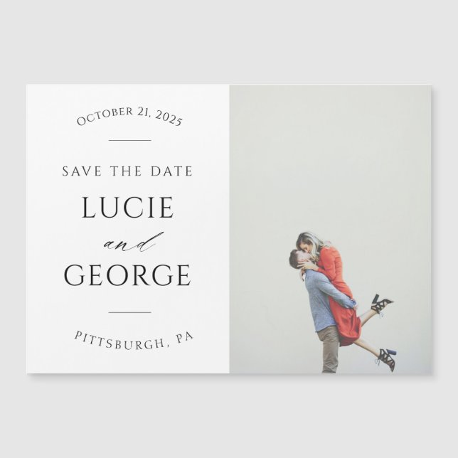 Modern Minimalist Photo Save the Date Magnet (Front)