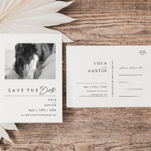Modern Minimalist Photo Save The Date Postcard