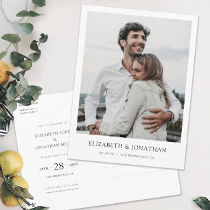 Modern Minimalist Photo Save the Date Wedding Invitation Postcard